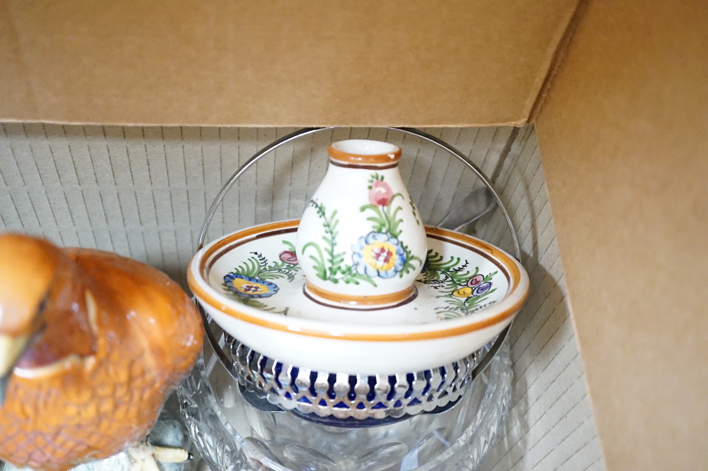 A quantity of mixed ceramics and glass including Beswick, Wade, Spode, Mintons etc